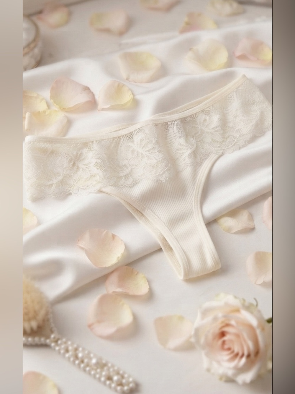 Dana Pisarra lace front and ribbed silk panty